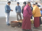 Monks readying a saffron wash